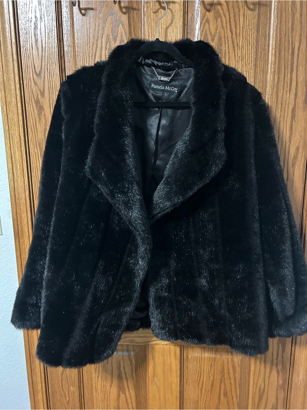 Pamela McCoy Black Faux Fur Teddy Jacket